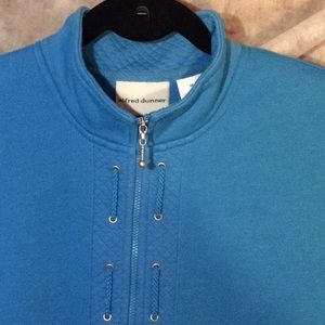 Alfred Dunner Zip Font Top Aqua